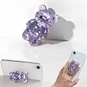 1 Pc Lilac Cute Phone Grip, Airbag Support Bear Phone Holder, Epoxy Sequins 3D Cute Bear Phone Grip Tok Folding Bracket for Mobile Phones