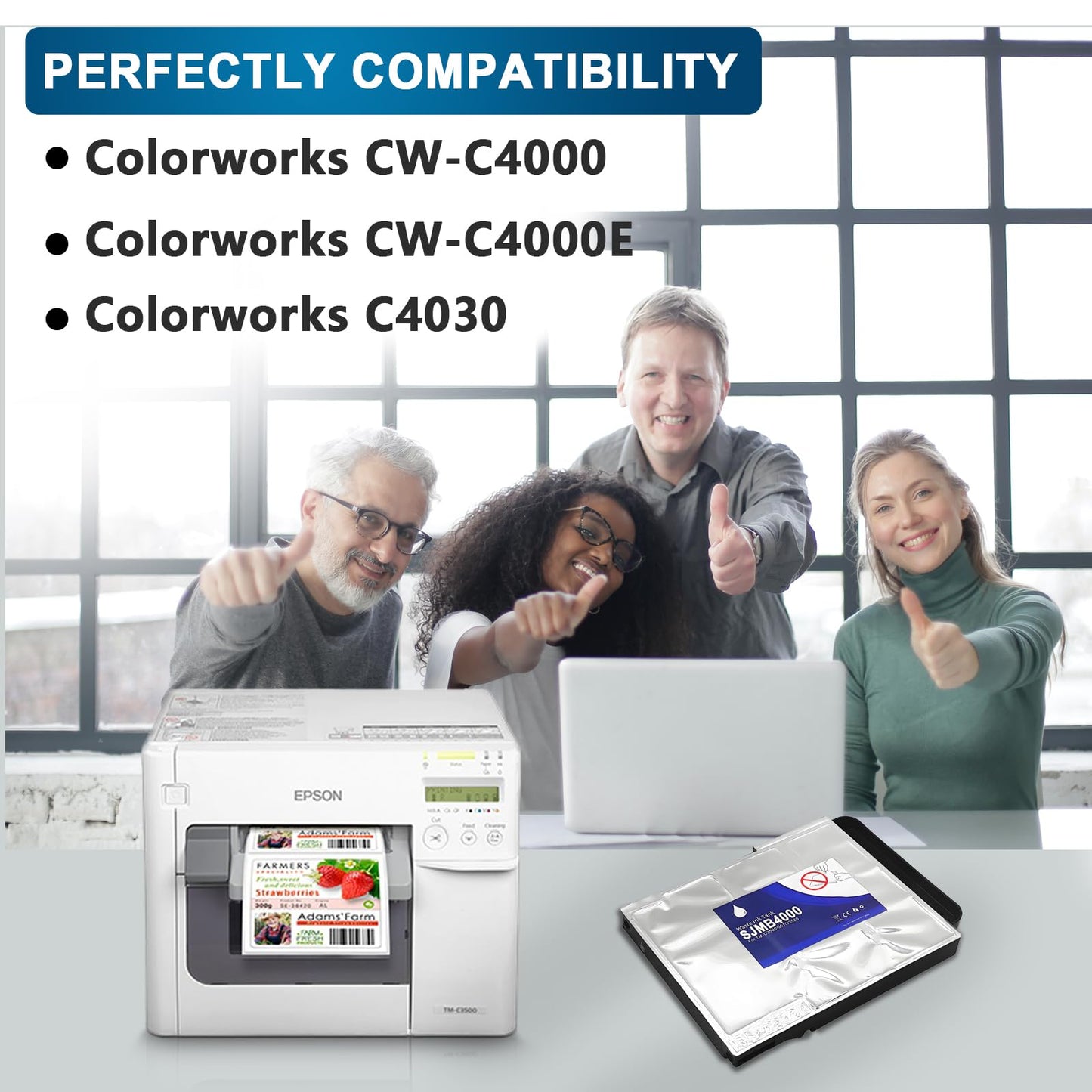 KSUMEI SJMB4000 Maintenance Box Waste Ink Tank Compatible with ColorWork CW-C4000 CW-C4000E C4030 Printer