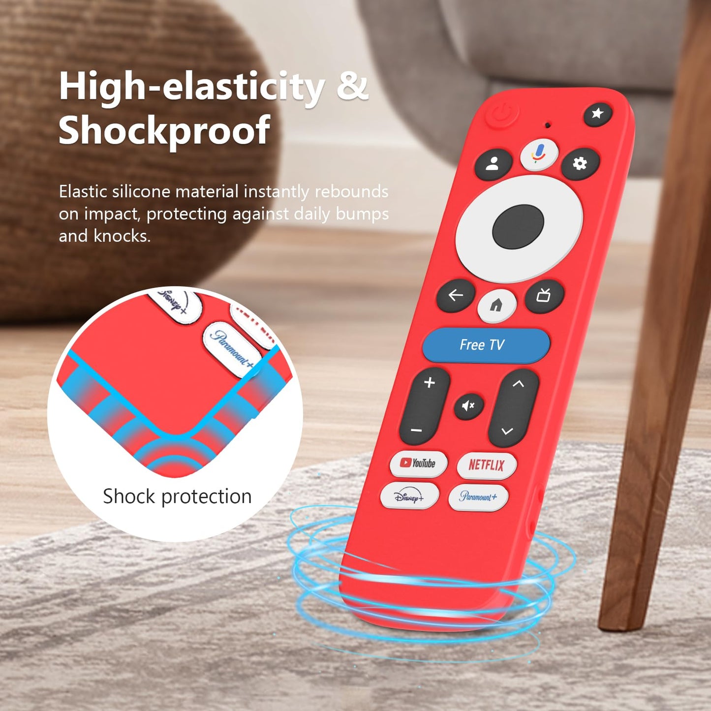 LEFXMOPHY Silicone Cover for onn Google TV 4K Pro Streaming Device (2024) Android TV Box Remote Protective Case - Red