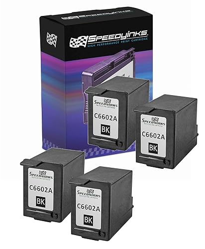 SPEEDYINKS Remanufactured Ink Cartridge Replacement for HP C6602A (Black, 4 Cartridge Pack) Compatible with All the Following HP Printer Models