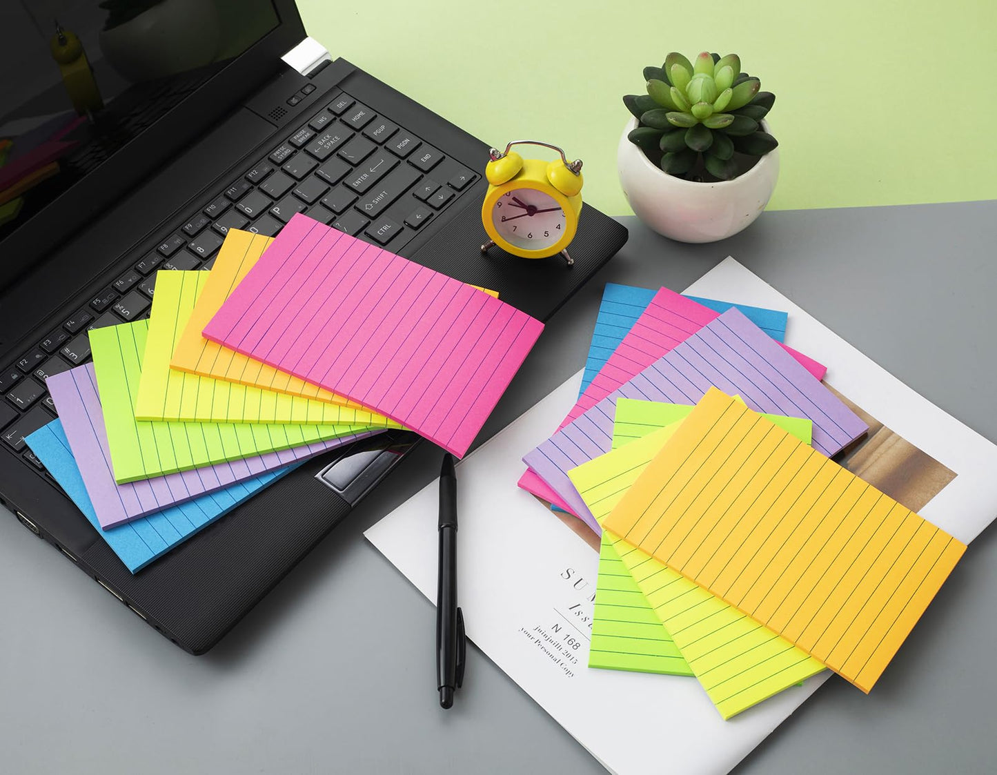 (12 Pack) Lined Sticky Notes 4x6 in,Bright Large Notepads with Lines