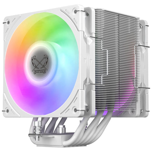 Scythe Mugen 6 CPU Air Cooler, Intel LGA1700, LGA1151, AMD AM5, AM4 Support,120mm, Single Tower, Aluminium Top Cover (Scythe Mugen 6 Dual White ARGB