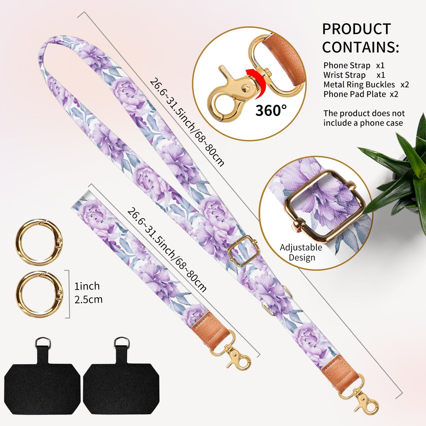 BeauBeast Cell Phone Lanyard Adjustable Crossbody Strap, Cute Universal Phone Neck Wristlet Wrist Strap Patch for Keys Case Accessories Beautiful