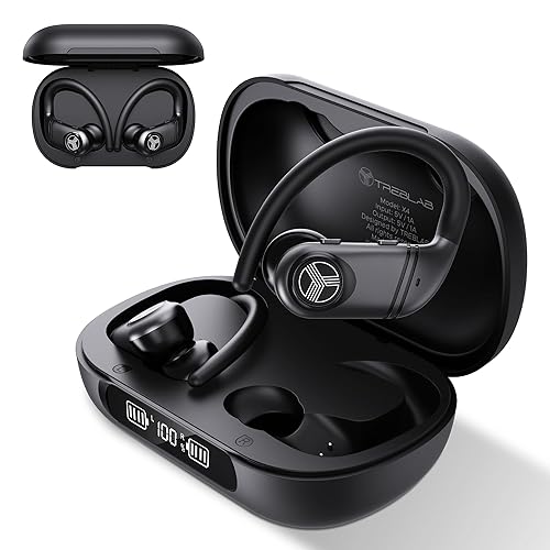 TREBLAB X4 Wireless Earbuds with Earhooks - 253H Battery, ENC Mic, Bluetooth 5.4, USB-C Charging Case, IPX5 Waterproof, Noise Isolating, for Calls…