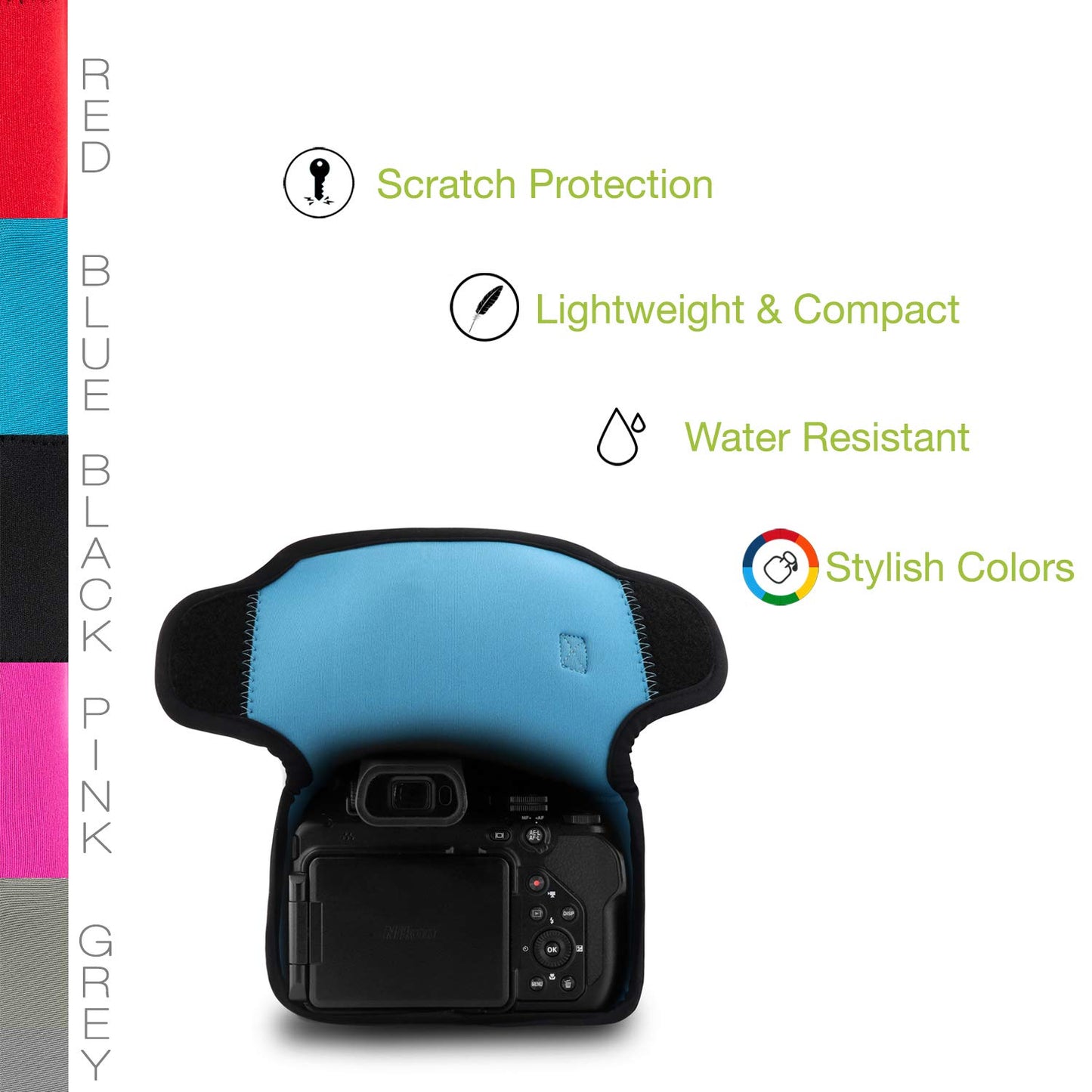 MegaGear Ultra Light Neoprene Camera Case compatible with Nikon Coolpix P1000,Blue