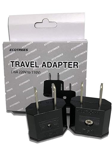 Ecotrees Travel Small European to US Plug Adapter 220v to 110v Travel Adapter Set of 2 / Plug Type C or Plug Type F to Type A (US Standard)/ None…