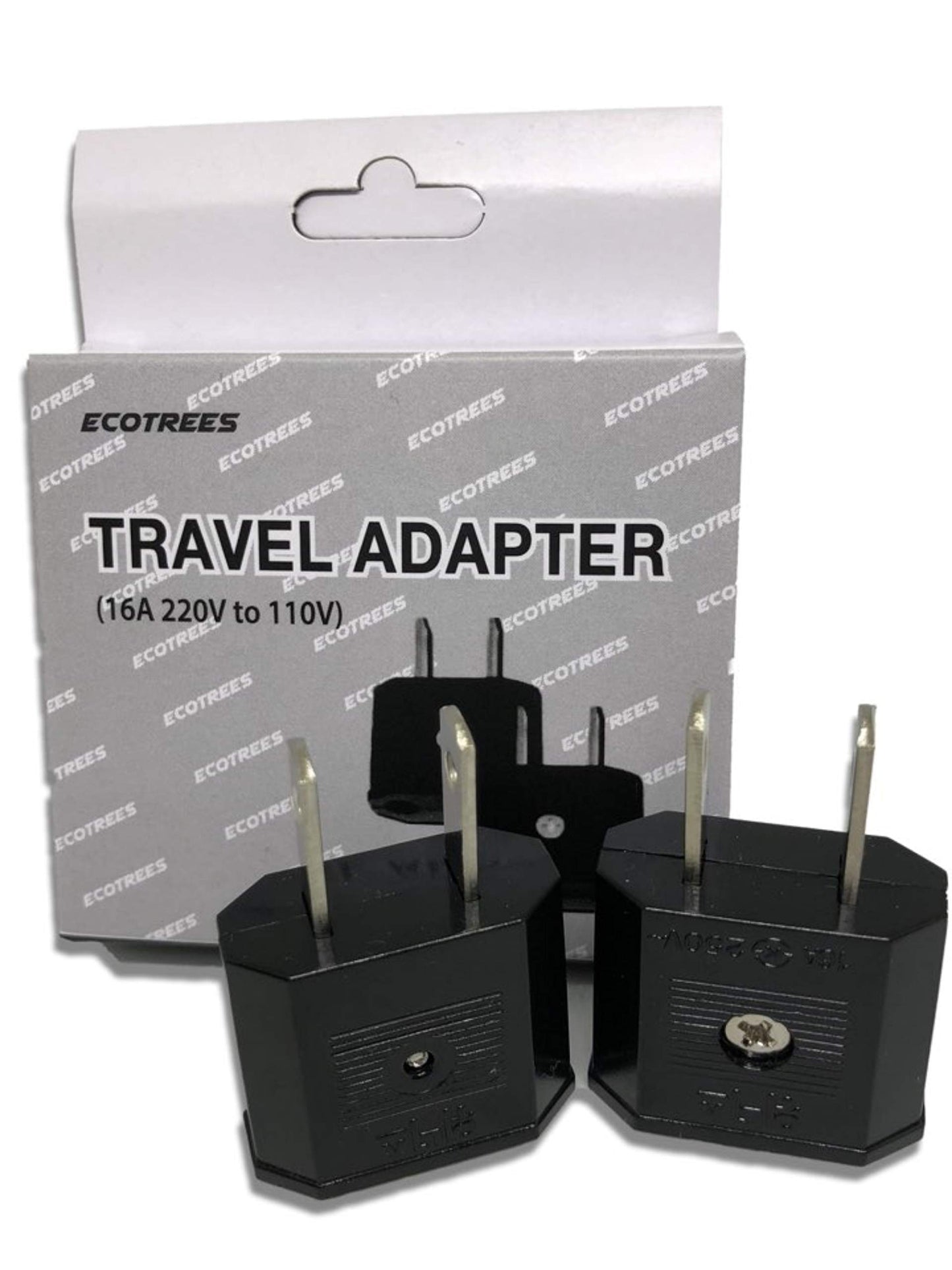 Ecotrees Travel Small European to US Plug Adapter 220v to 110v Travel Adapter Set of 2 / Plug Type C or Plug Type F to Type A (US Standard)/ None…