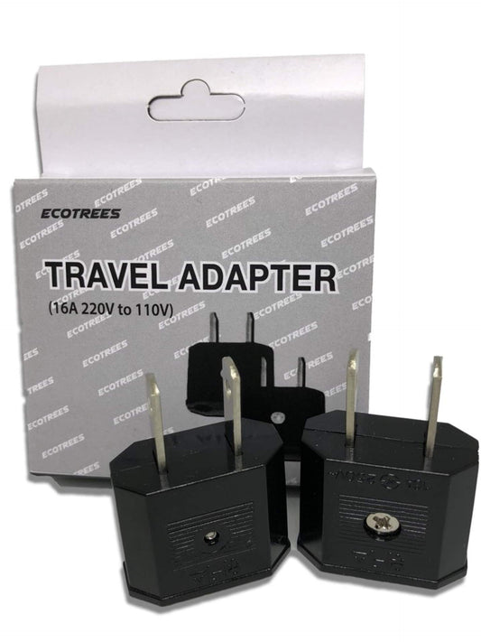 Ecotrees Travel Small European to US Plug Adapter 220v to 110v Travel Adapter Set of 2 / Plug Type C or Plug Type F to Type A (US Standard)/ None…