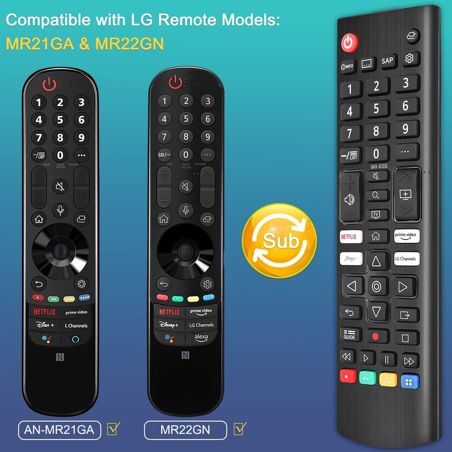 Universal TV Remote Control for LG TV + Night Glow Remote Case, Replacement for LG Remote Control Compatible with All LG Smart TV Models (LCD LED UHD