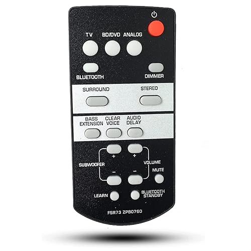 Replacement Remote Control FSR73 ZP80760 Compatible for Yamaha Sound Bar Home Theater Speaker System ATS-1050 SRT-700 YAS-105 Soundbar