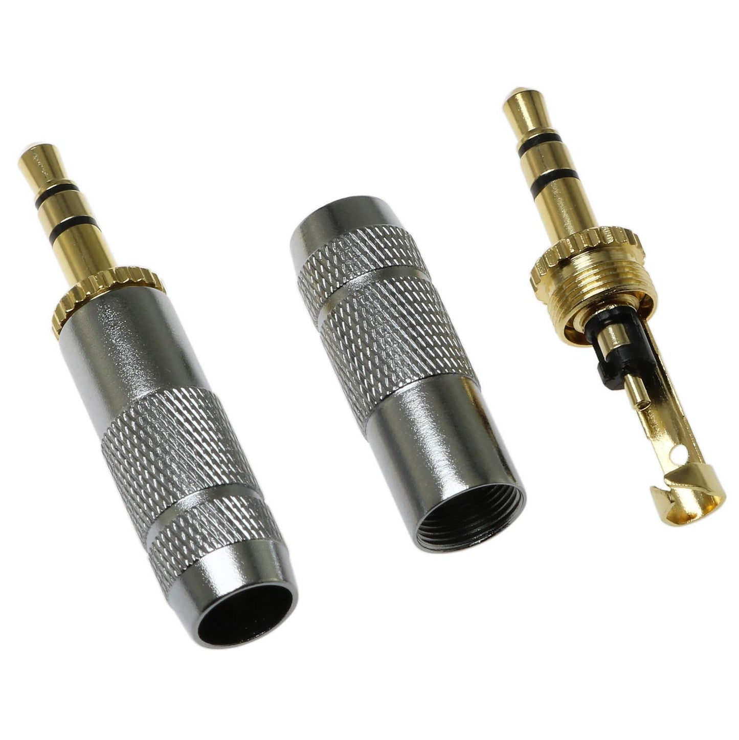 E-outstanding 3.5mm Male Plug 2 PCS 3 Pole 3.5mm Male Headphones Jack Stereo Audio Soldering Adapter Gold-Plated Brass Connector