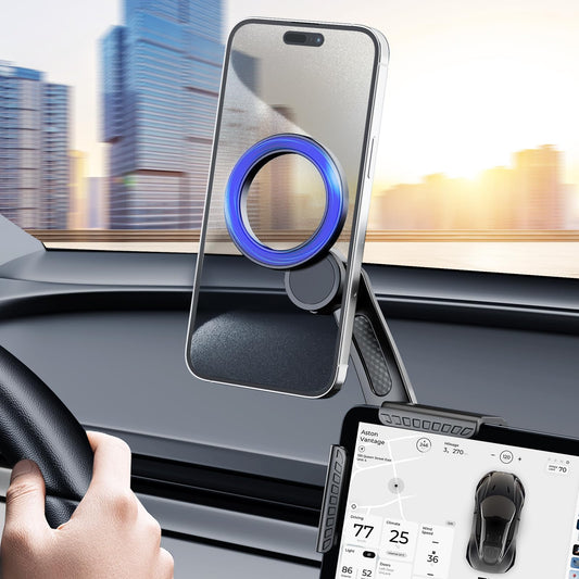 TROTK Car Phone Holder, Tesla Phone Mount, [Strongest Magnets] Magnetic Car Phone Mount for Tesla 3/Y/S/X Accessories Screen, Tesla Model Y Tesla