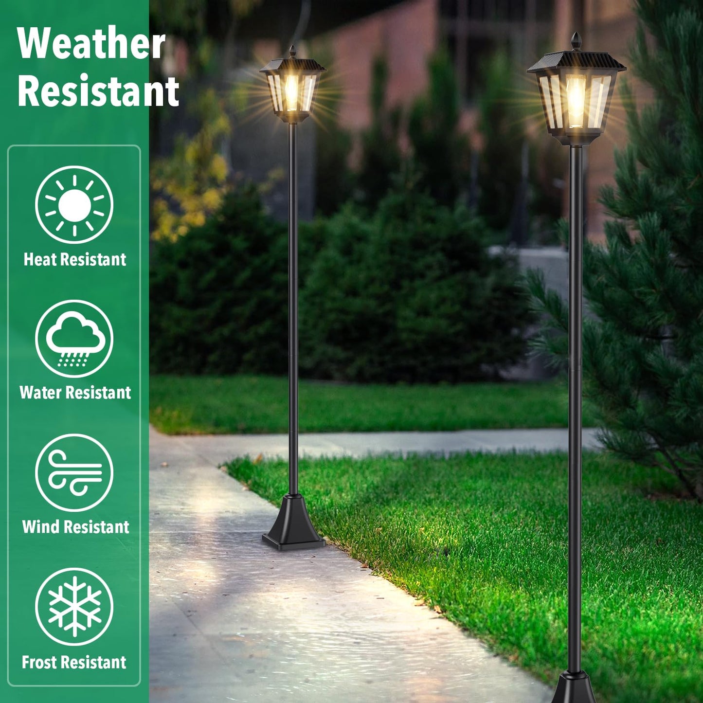 68" Solar Lamp Post Light Outdoor - 3000K Warm White, IP45 Waterproof Post Solar Lights Outdoor, Pole Lights Decorative Lamp for Yard Garden Patio