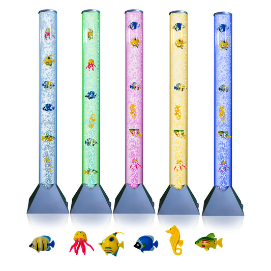 Brewish Sensory Bubble Floor Lamp | 7 Color Changing LED Mood Night Light | Sensory Lights for Autistic | Fake Aquarium Water Tube Lamps | Gift
