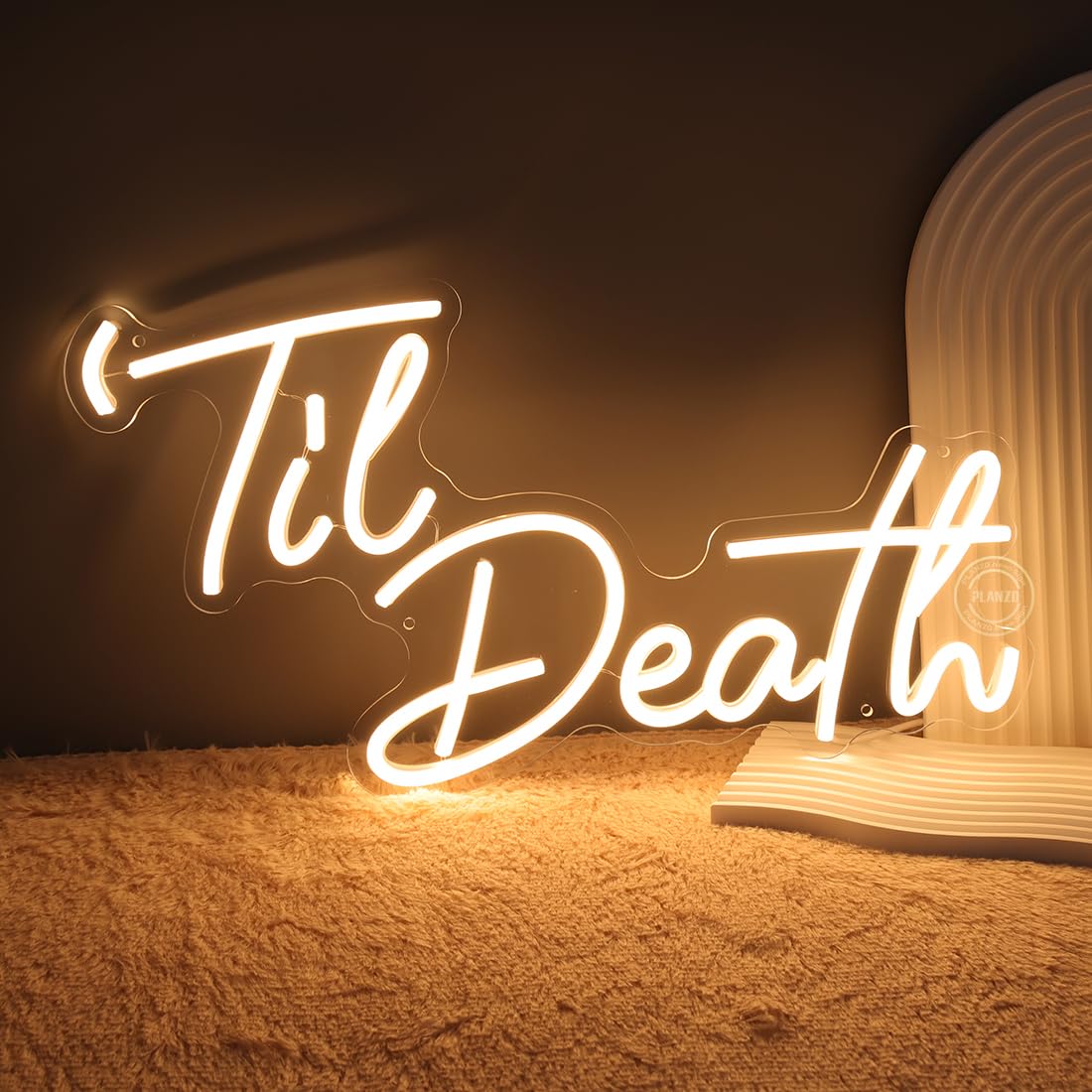 Planzo Til Death Neon Sign Bedroom Wall Decor Led Light Gothic Wedding Party Home Decor Engagement Proposal Christmas Gift 5V USB Powered with Dimmer