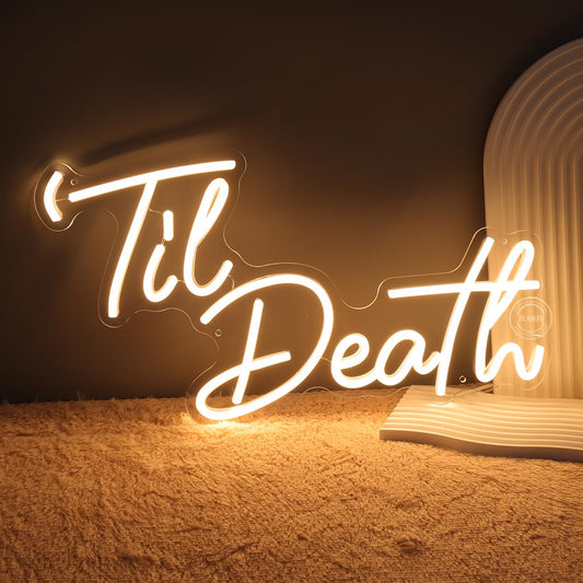 Planzo Til Death Neon Sign Bedroom Wall Decor Led Light Gothic Wedding Party Home Decor Engagement Proposal Christmas Gift 5V USB Powered with Dimmer