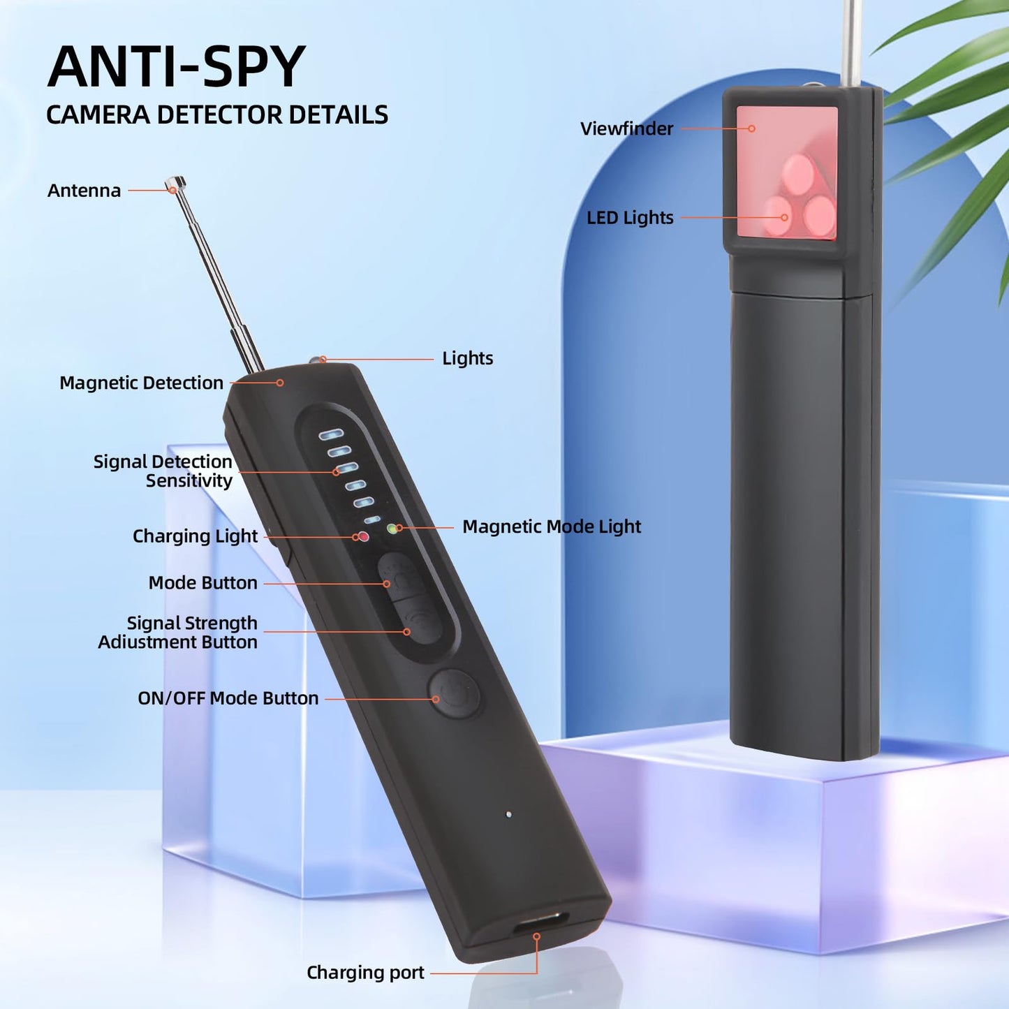 Hidden Camera Detector, Anti-Spy Camera Detector-Hidden Device GPS Detector,Rf Wireless Signal Scanner,Bug Detector,Camera Detector for Hotels, Home