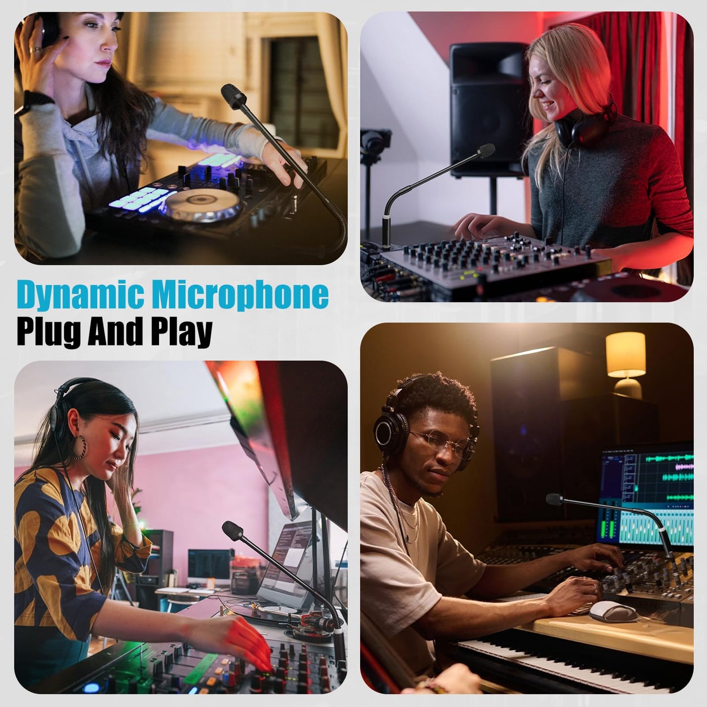 Dynamic Gooseneck Microphone, Professional XLR Wired Dynamic Microphone With 360-Degree Rotation And Flexibility. DJ Microphone Suitable For Audio