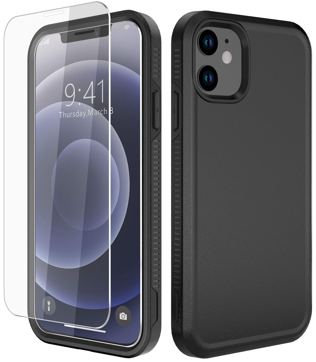 Diverbox for iPhone 12 case [Shockproof] [Dropproof] [Tempered Glass Screen Protector],Heavy Duty Protection Phone Case Cover for Apple iPhone 12 (Red