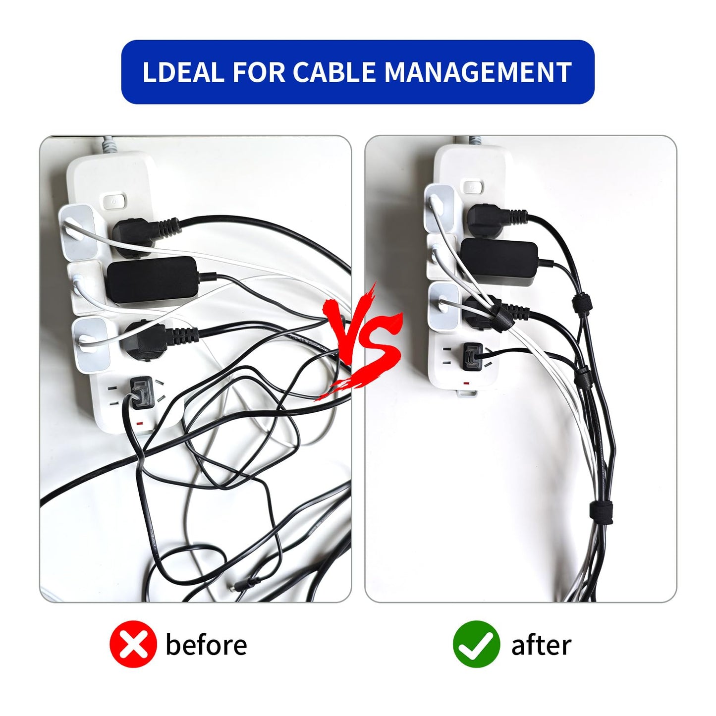 130-Pack Reusable Cable Management Straps, 6 Inch Self-Adhesive Hook & Loop Cord Organizers for Wires, Adjustable Cord Wrap Ties