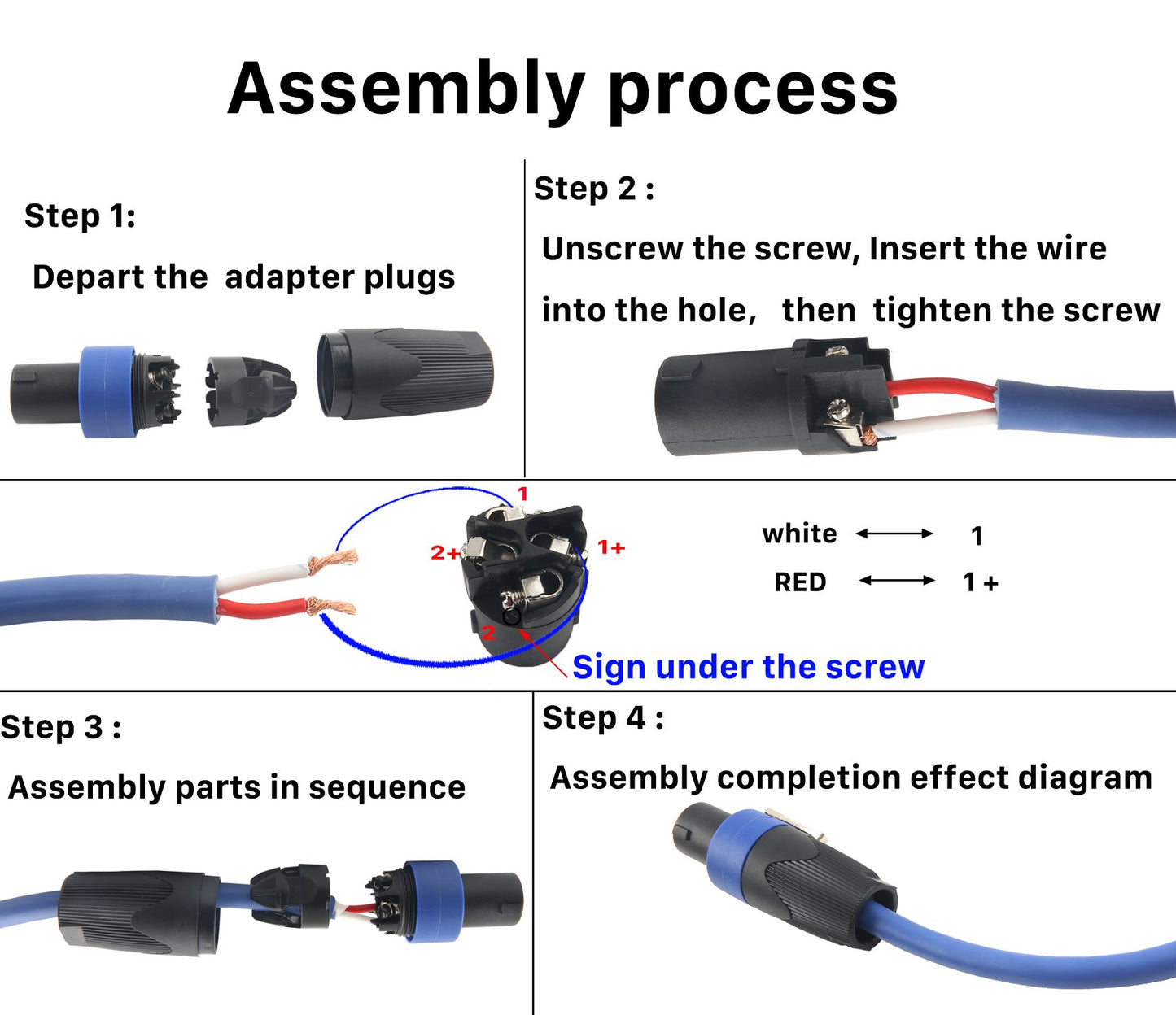 Devinal Professional SpeakOn Speaker Adapter Connectors 4 Pole Plug Twist Lock Compatible with Neutrik Speakon NA4LJ, NA4LJX, NL4MP, NL4MPR, NL4FC