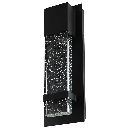 Ciata Wall Sconce Lighting -Integrated LED Reflects Warm White Lighting Through Bubble Glass -Indoor/Outdoor Rectangular Wall Light Fixture -Modern