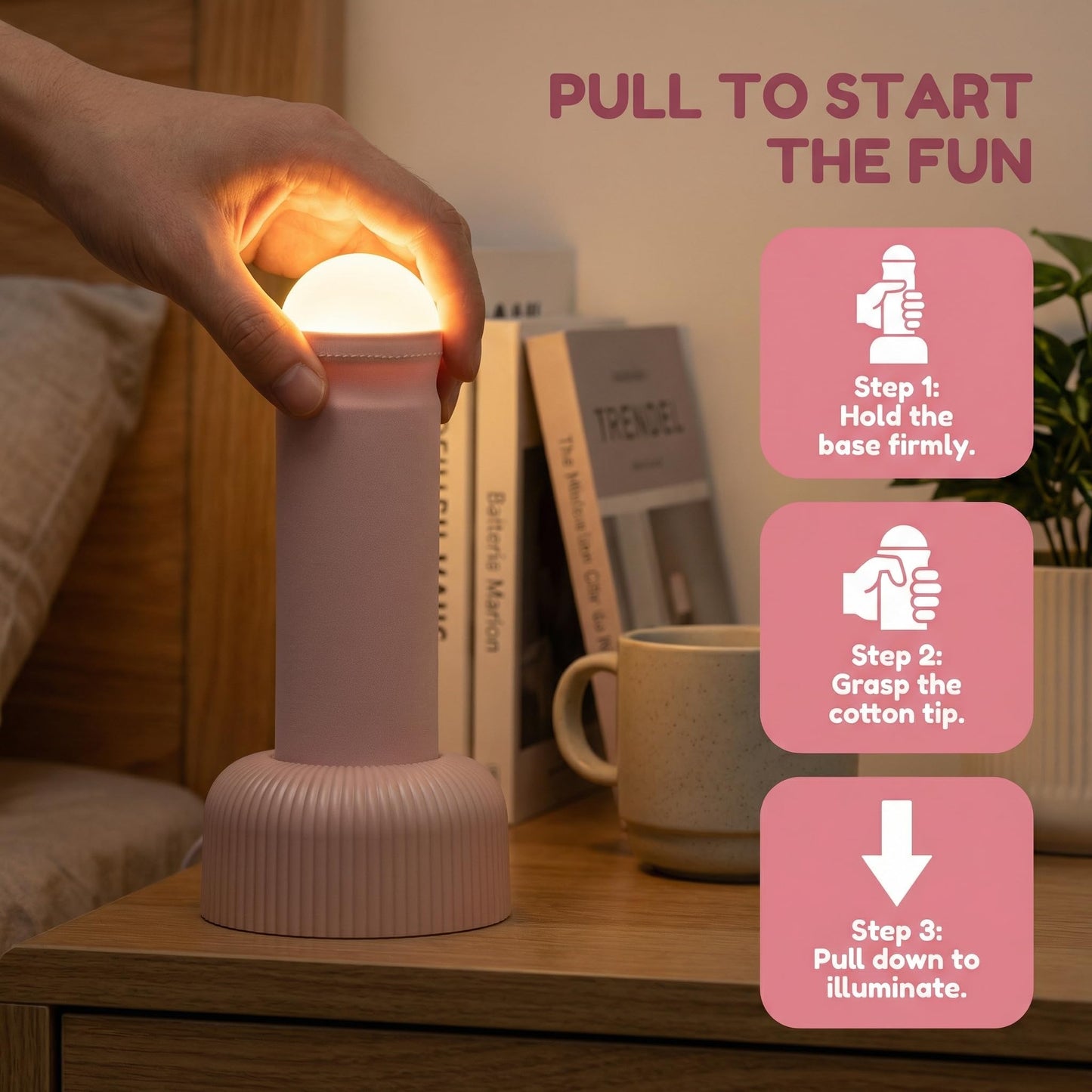 SMOOTHWIND Funny Night Light, Adult Gag Gift, Rechargeable Creative Column LED Lamp, Bedside Lamp for Bedroom, Weird Nightlight, Prank Decoration