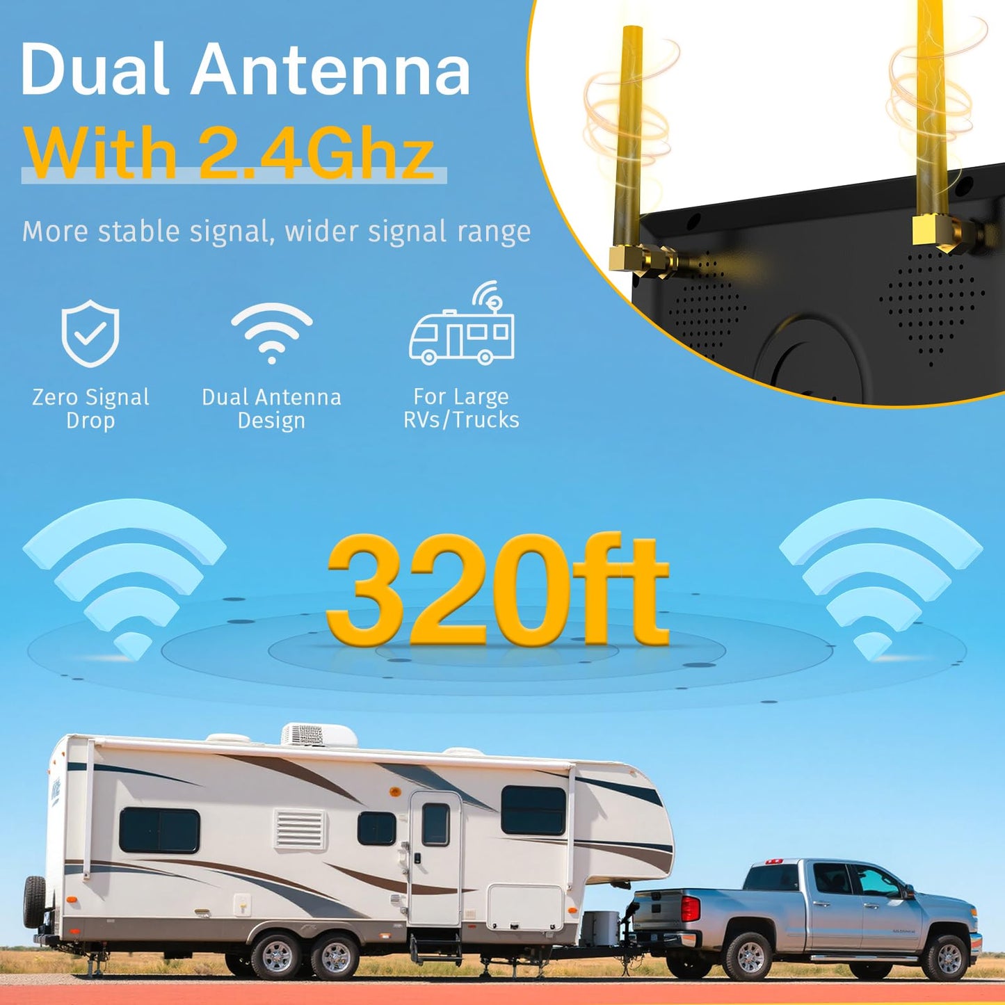 RV Backup Camera Wireless Easy Install: Plug & Play for Furrion Pre-Wired RVs - 7? HD Touch Key Monitor, 1080P DVR, 4-Channel Split-Screen, Night