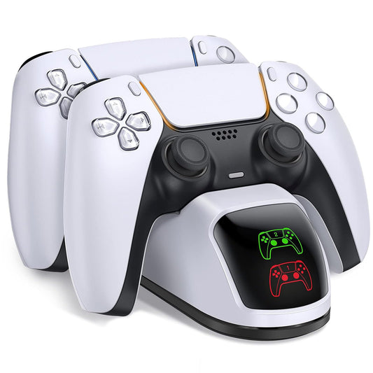 PS5 Controller Charging Station, PlayStation 5 Dualsense Charger Dock with Dual Stand, Upgrade PS5 Charger Accessory with Fast Charge Cable