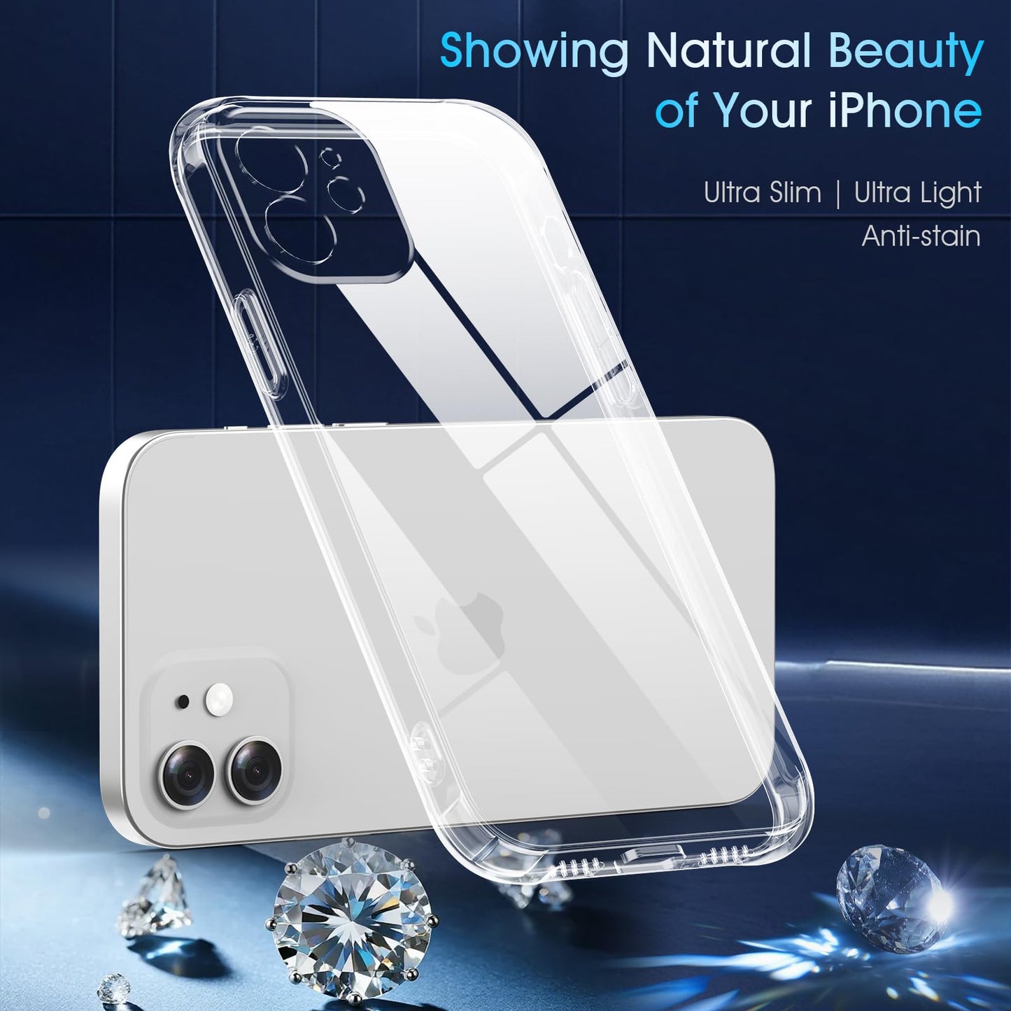 SaiMeun Clear Case for iPhone 12 Mini,[Not-Yellowing][Military Drop Protection] Soft Shockproof Transparent Phone Case, Ultra Slim & Thin Protective