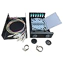 6-Port Fiber Optic Wall Mount Enclosure, OM3 Multimode LC-UPC, 12-Core Box with Pigtails, Black