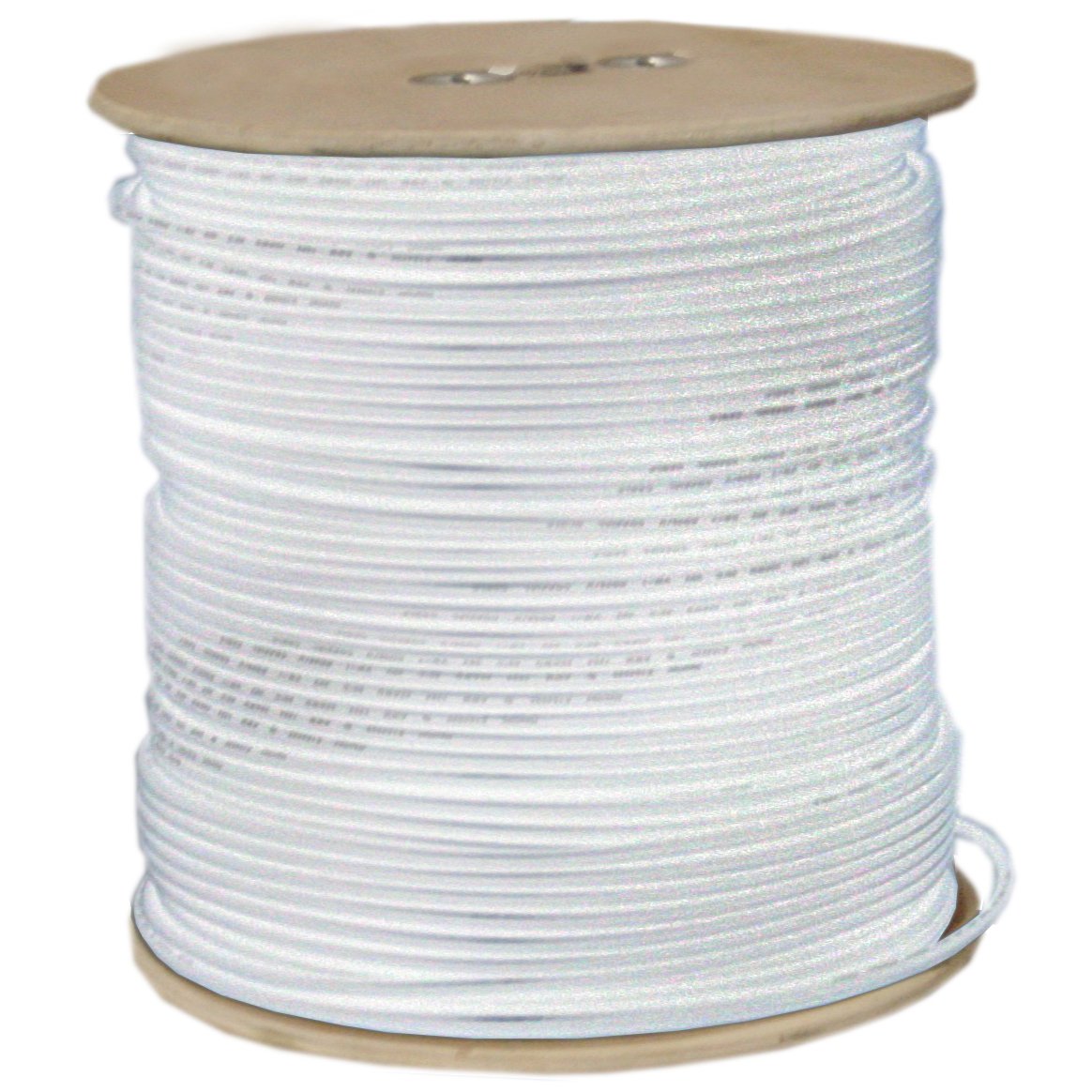 CableWholesale Bulk RG6 Coaxial Cable, Black, 18 AWG, Solid Core, 60% Braided, Spool, 1000 feet, White
