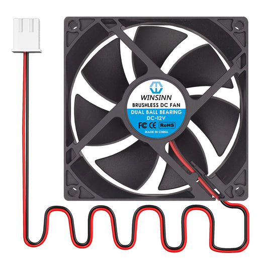 WINSINN DC 90mm Fan 12V 9025 Dual Ball Bearing Brushless Cooling 90x25mm 2PIN