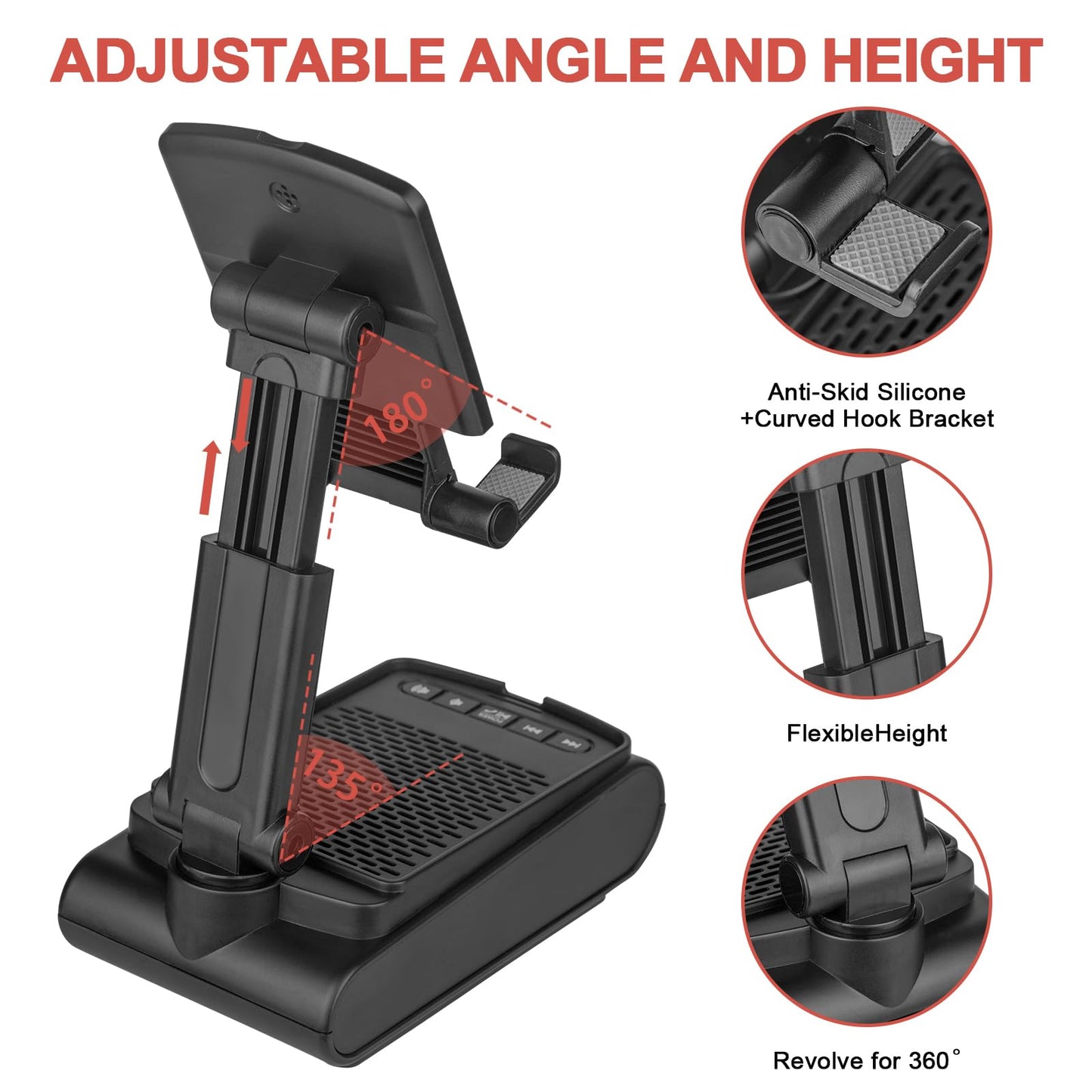Fanlory Gifts for Men,Cell Phone Stand with Wireless Bluetooth Speaker HD Surround Sound for Home and Outdoors with Bluetooth Speaker for Desk