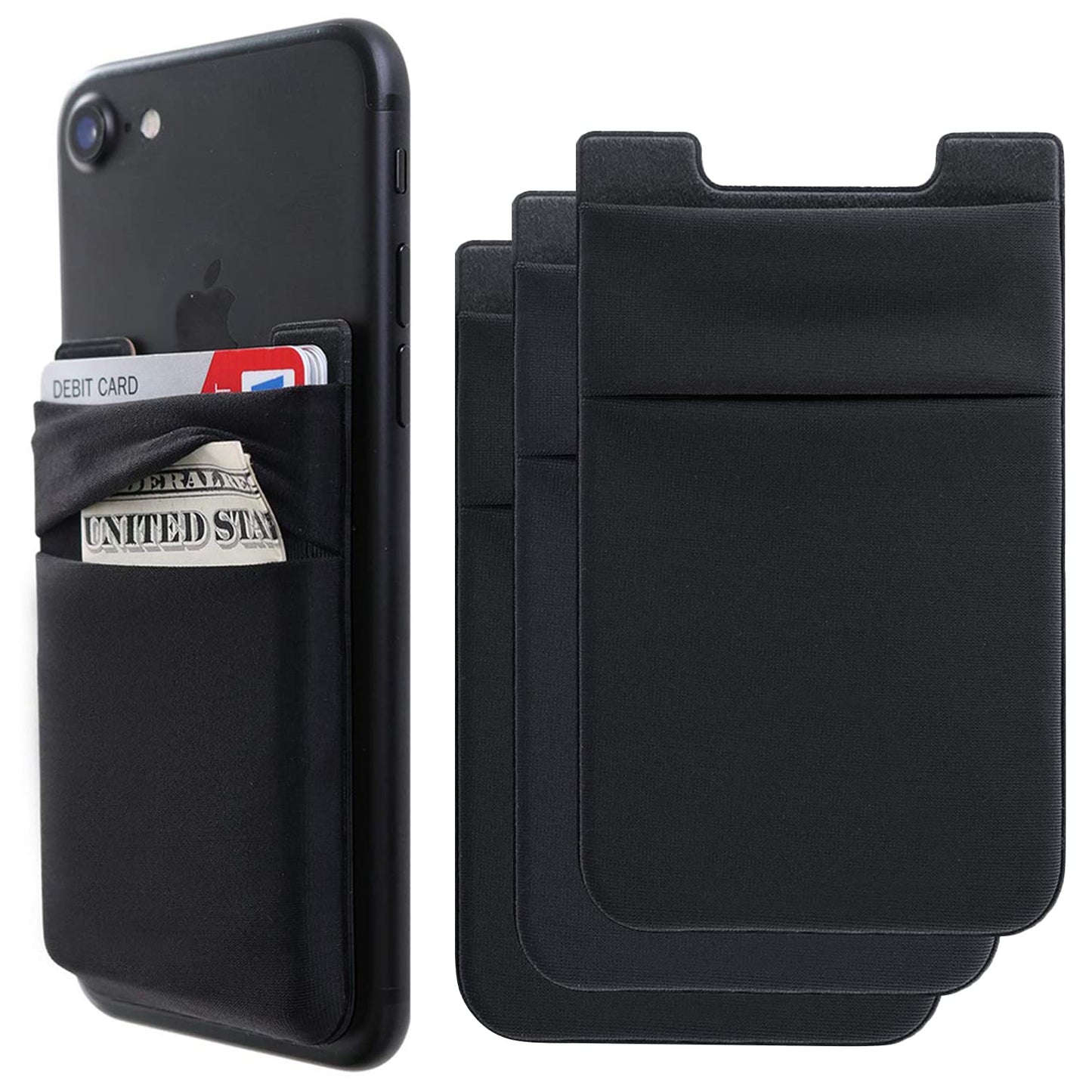 Hoblaze Phone Card Holder Stretchy Wallet Pocket Credit Card ID Case Pouch Sleeve Adhesive Sticker Compatible with iPhone Samsung Galaxy Android