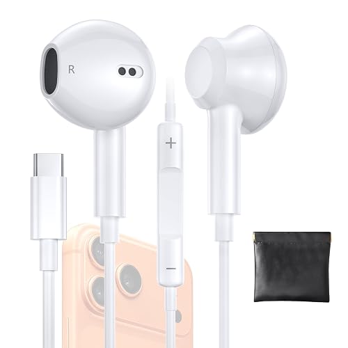 iPhone 17 Earphones USB C Wired- ?????????? MFi Certified USB Type C Earbuds Wired with Mic & Volume Control HiFi Stereo Headphones for iPhone 16 Pro