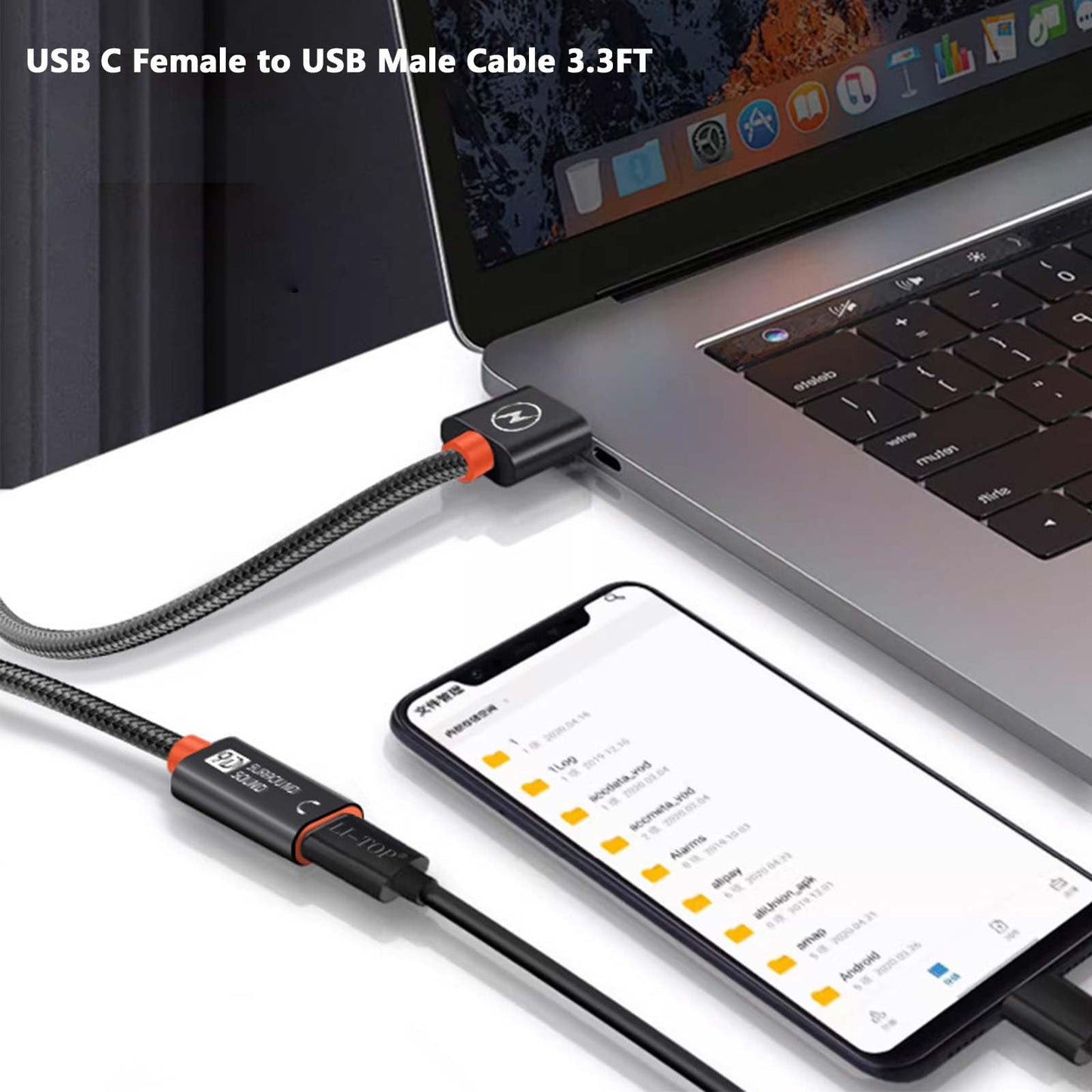 POHFP USB C Female to USB Male Adapter 3.3Ft, Type C to A Charger Cable, Upgraded Type C to USB Male Adapter High-Speed Data Transmission for Laptop…