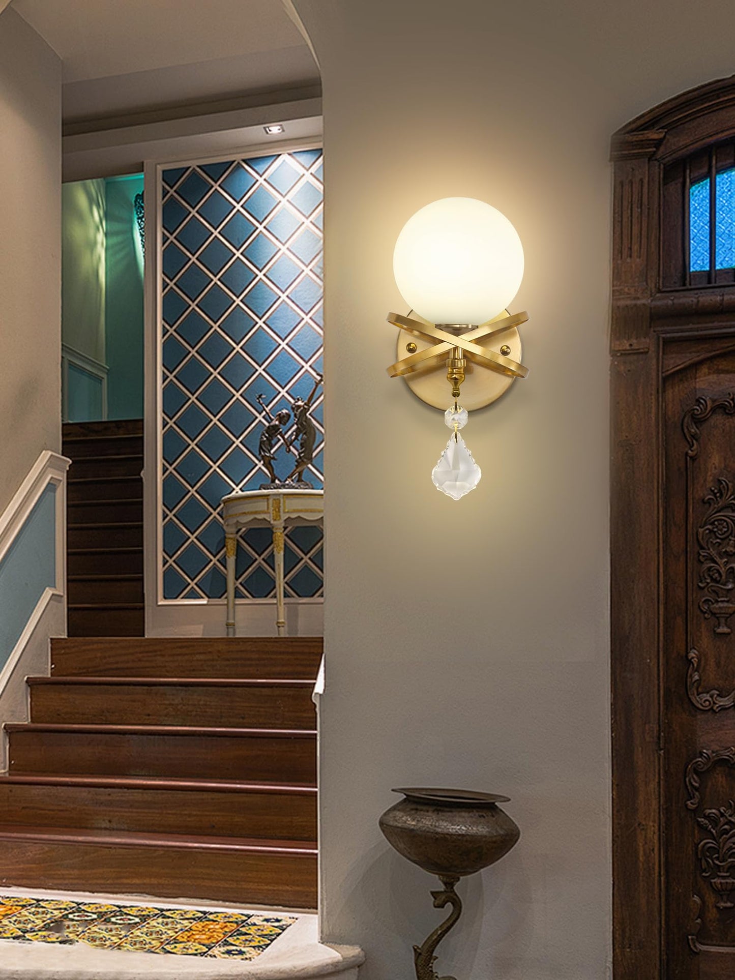ABTTOI Gold Modern Wall Sconce, Globe Glass Shade Wall Light Fixtures?Wall Mount Lamp for Bathroom Hallway Bedroom Living Room