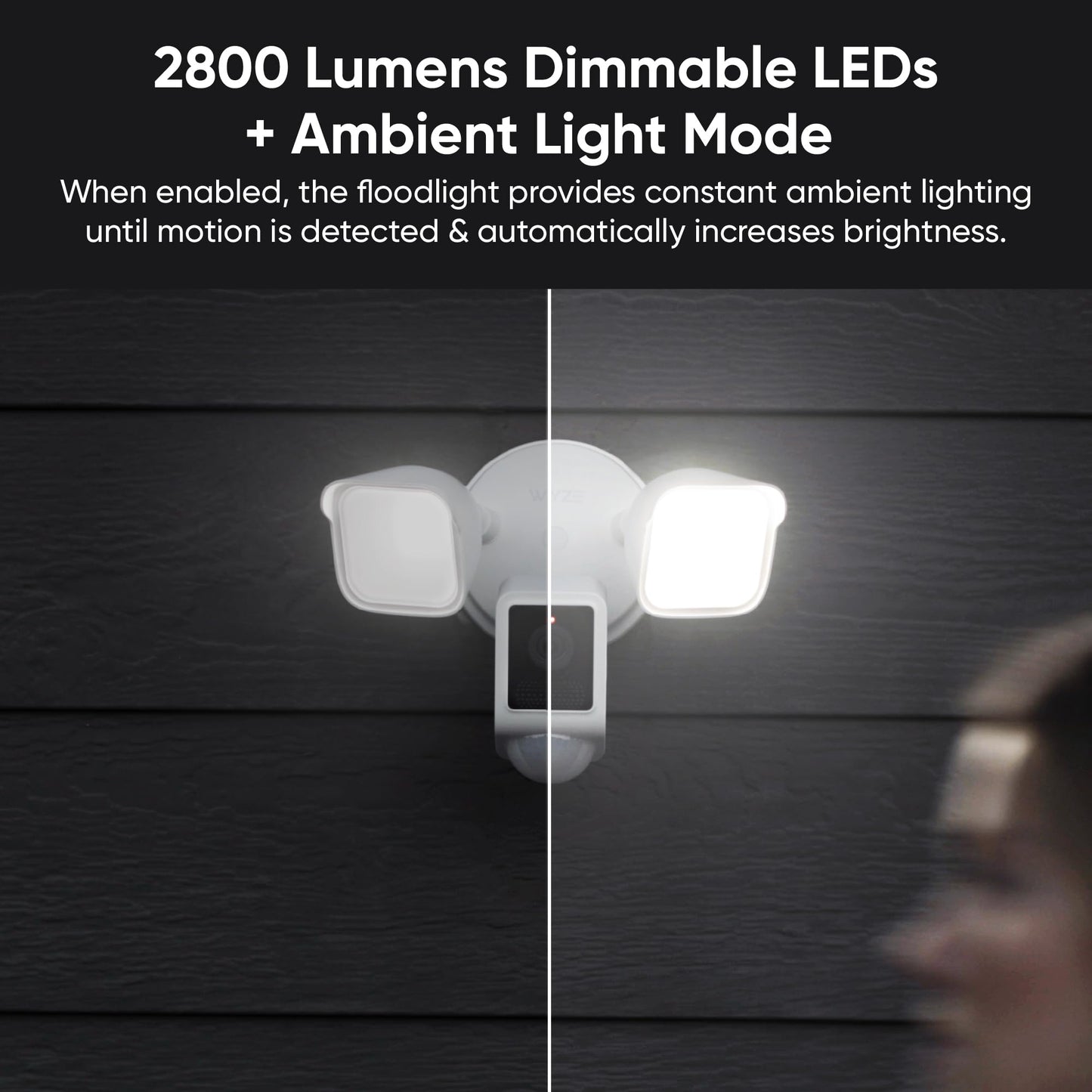 WYZE Floodlight Camera v2, Security Camera Outdoor, 2K HD with Color Night Vision, 2800-Lumen LEDs, 160° Wide View, 105dB Siren, Works with Alexa