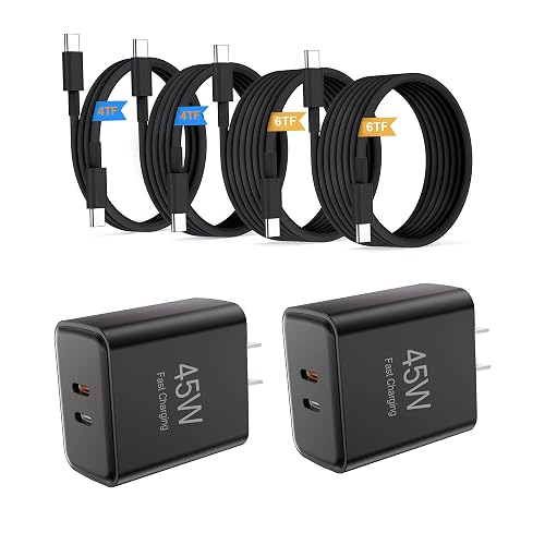 USB-C Fast Charger ?35W+10W Dual-Port Fast Charger with 4-Foot and 6-Foot Type C Cables, Compatible with Samsung Galaxy S25 Ultra/S24+/S23 and iPhone