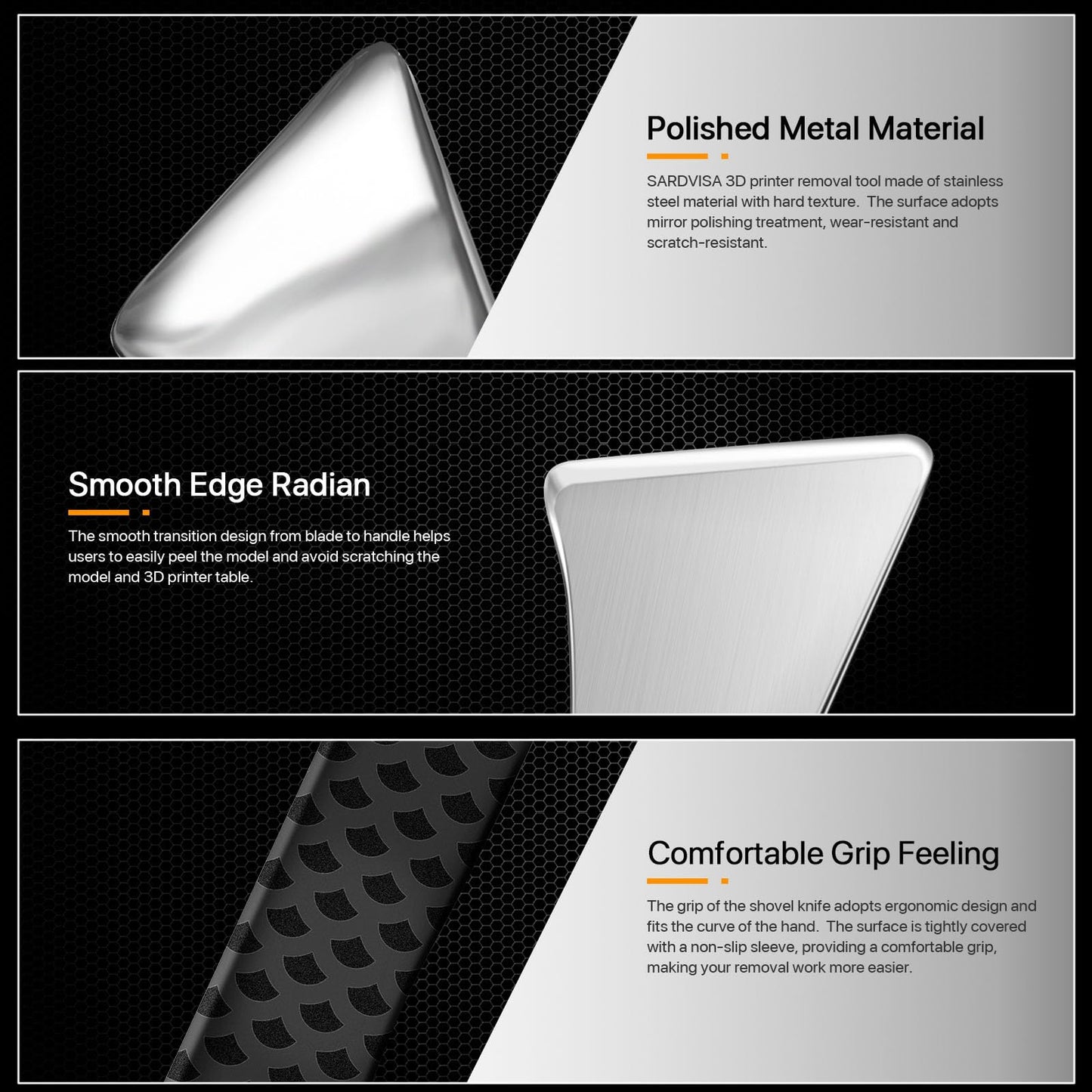SARDVISA Professional 3D Printer Tool, Upgraded Metal 3D Printer Removal Spatula with Comfortable Grip, Specially Designed 3D Printer Accessories