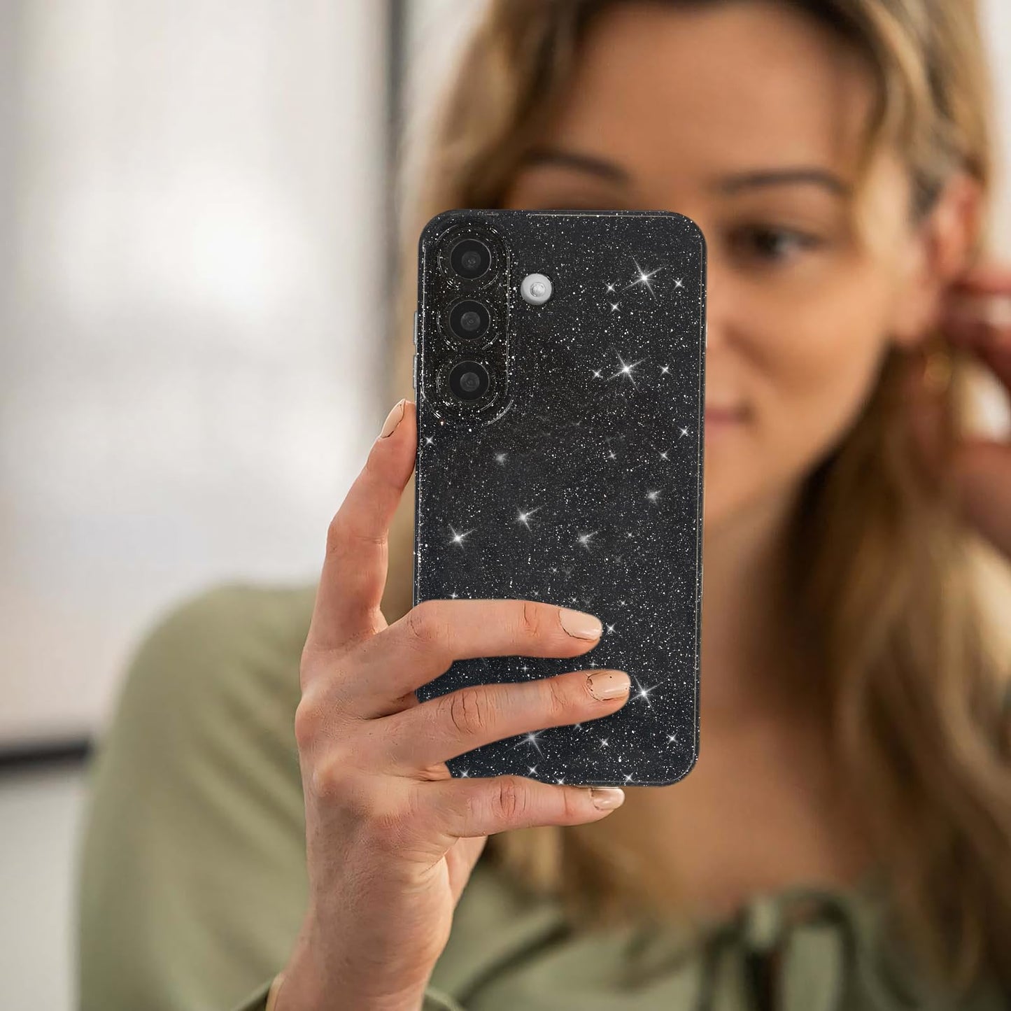 Svanove for Samsung S26 Case Glitter, Sparkly Girly Cute Bling Sparkle Shiny Shimmer Bright Phone Case for Women Girls, Glittery Thin Slim Jelly Soft