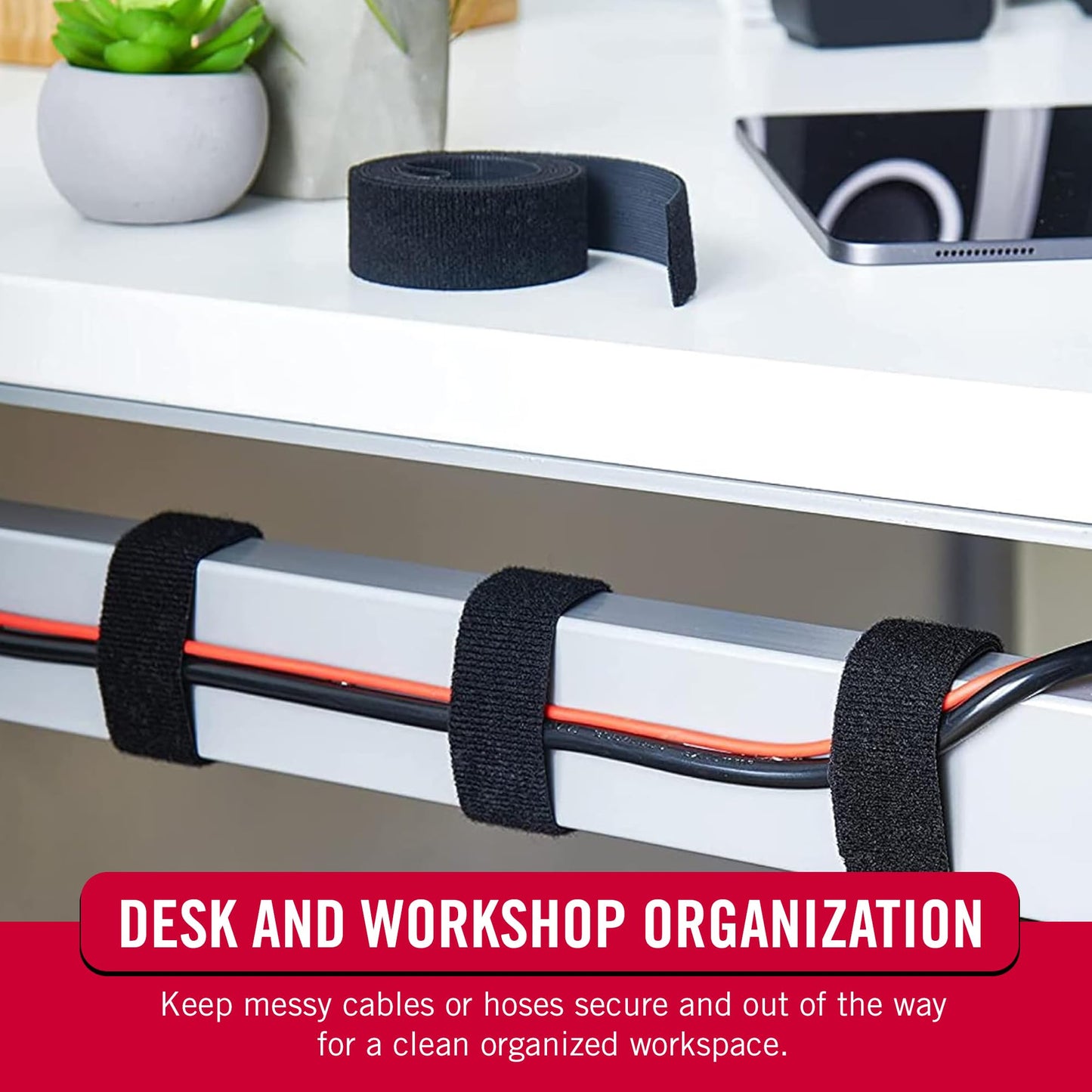 VELCRO Brand ONE-WRAP Bundling Ties - Reusable Fasteners for Keeping Cords and Cables Tidy - Cut-to-Length Roll, 25ft x 3/4in, Black