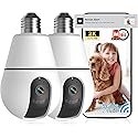 Light Bulb Security Camera,2.4G/5GHz WiFi 2K Security Cameras Wireless Outdoor Indoor,Bulb Cameras for Home Security,AI Smart