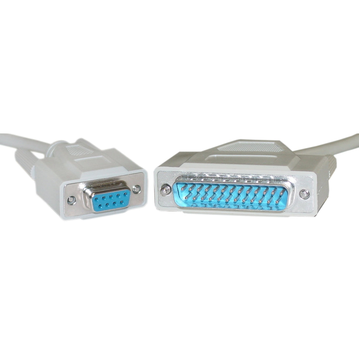CableWholesale 15 feet Serial Cable, DB9 Female to DB25 Male, 28 AWG, 9 Conductor, Beige, RS-232 for Printer, Modems, Networks, UL Rated, DB9 Female