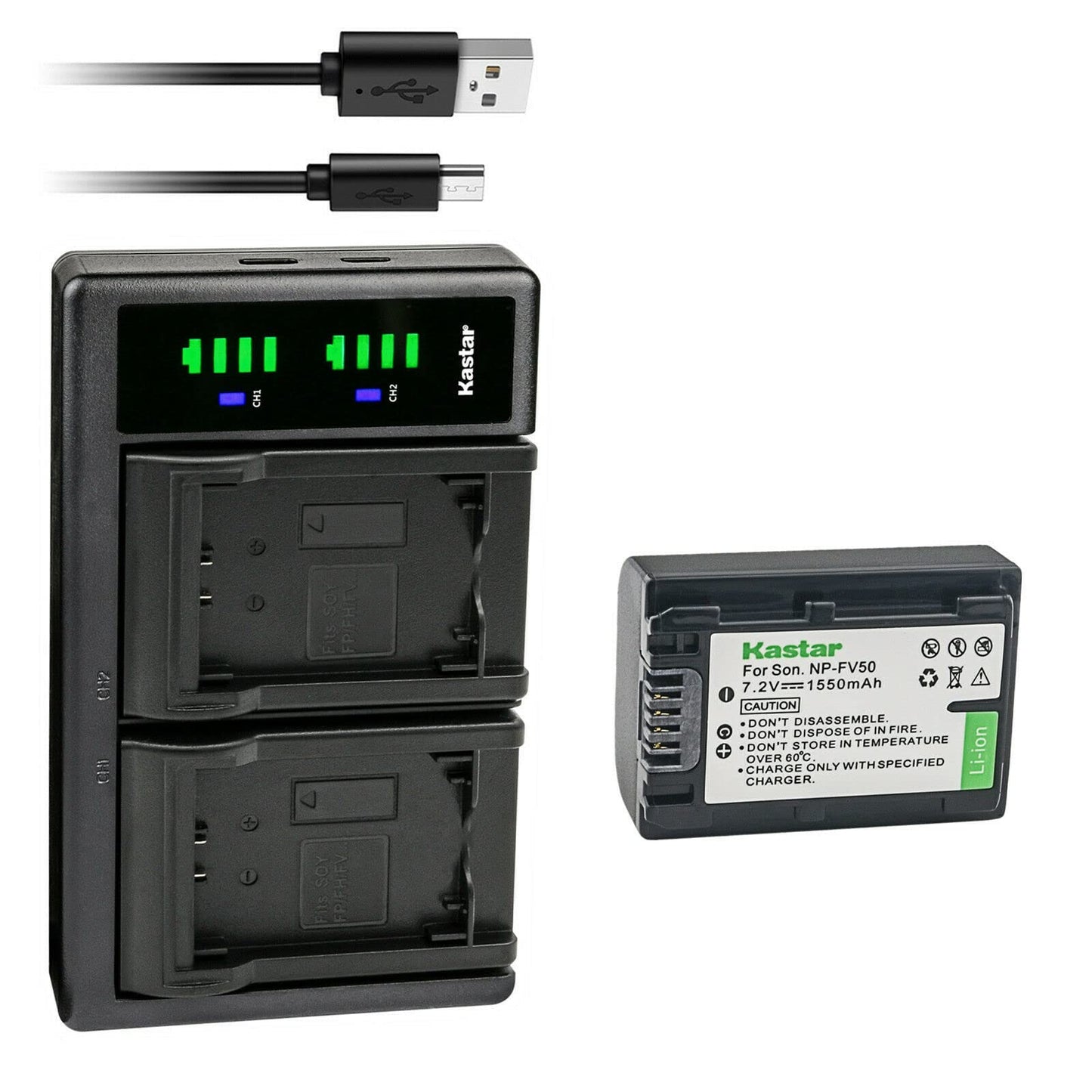 Kastar 1-Pack Battery and LTD2 USB Charger Replacement for Sony HDR-CX350, HDR-CX360, HDR-CX370, HDR-CX380, HDR-CX390, HDR-CX400, HDR-CX410