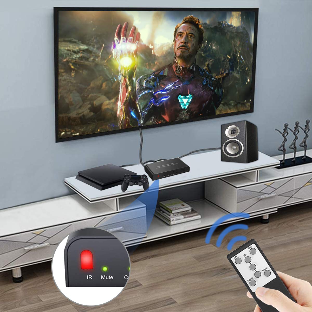 192KHz Digital to Analog Audio Converter DAC with Volume Adjustable Remote Control 192KHz/24bit Digital Coaxial Toslink to Analog L/R RCA 3.5mm Audio