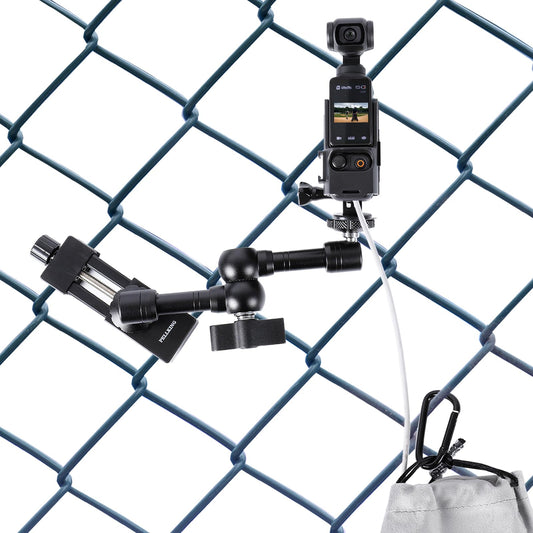 PellKing Osmo Pocket 3 Fence Mount for Live Streaming, Fence Holder for Osmo Pocket 3 Mounting Kit with Protective Cage Frame for Game Changer