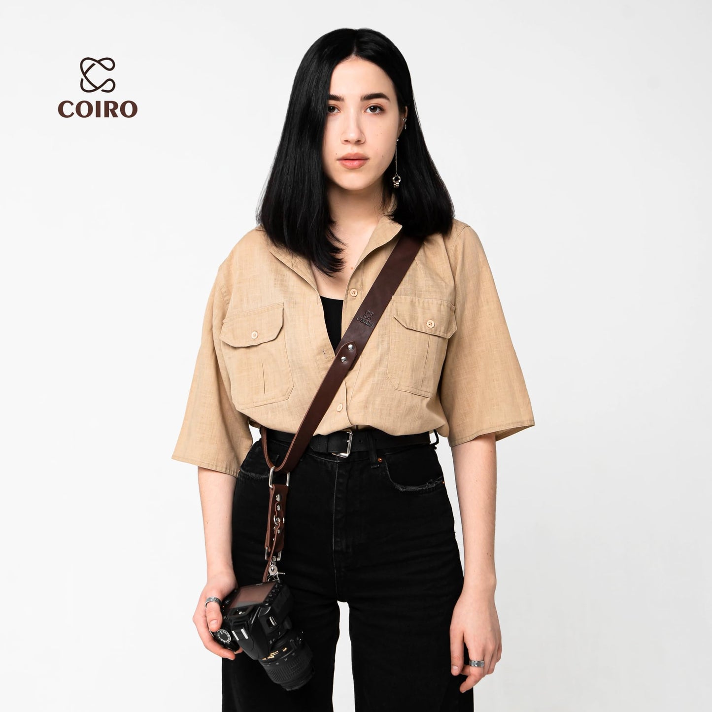 C Coiro Leather Camera Strap for One Camera - Professional Single Leather Harness Shoulder Strap Quick Release Gear DSLR/SLR, Camera Accessories