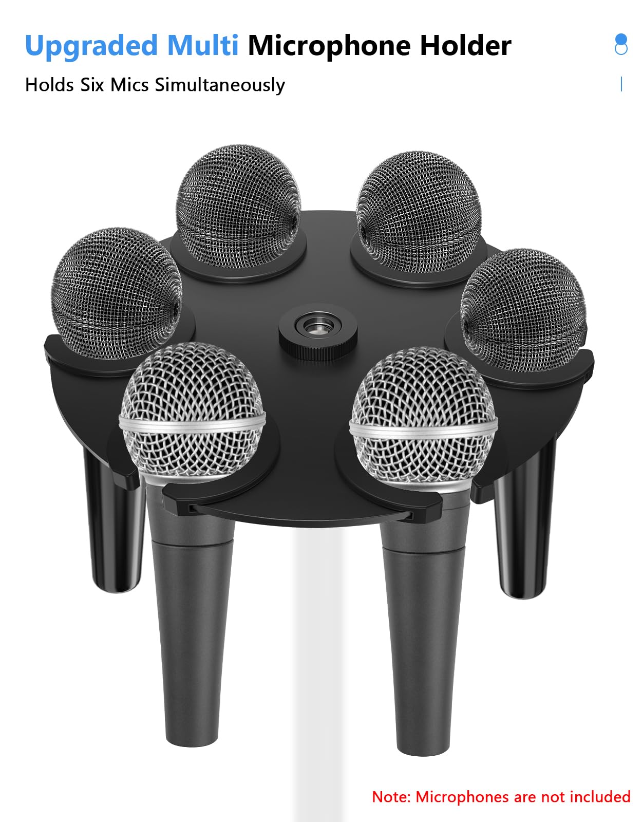 Borenbuir Multi Microphone Holder (Aluminum) Multi-Mic Holder for Handheld Dynamic, Wired and Wireless Mics, Storage Organizer and Display for Mic